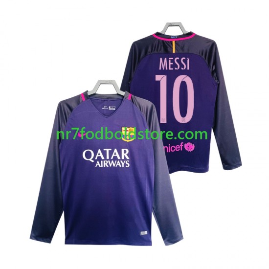 FC Barcelona Trøje Lionel Messi 10 2016 2017 Retro Mænd Udebane Fodboldsæt Langærmet