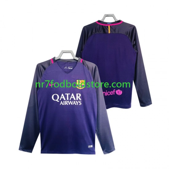 FC Barcelona Trøje 2016 2017 Retro Mænd Udebane Fodboldsæt Langærmet