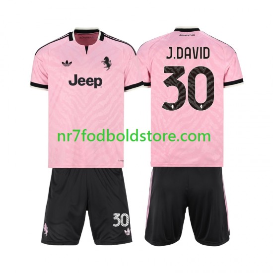Juventus Trøje Jonathan David 30 Børn Udebane Fodboldsæt 2026-2027 Kortærmet