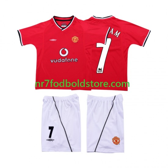 Manchester United Trøje BECKHAM 7 2000 Retro Børn Hjemmebane Fodboldsæt 2002 Kortærmet