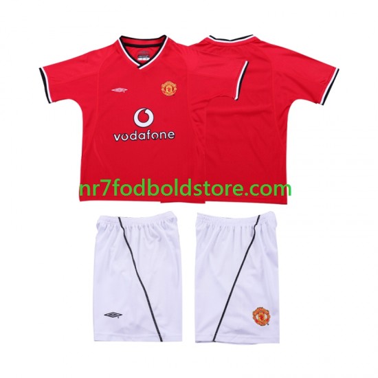 Manchester United Trøje 2000 Retro Børn Hjemmebane Fodboldsæt 2002 Kortærmet