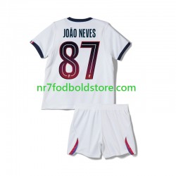 Paris Saint-Germain Trøje Joao Neves 87 Børn Udebane Fodboldsæt 2026-2027 Kortærmet