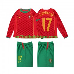 Portugal Trøje Cristiano Ronaldo 17 Retro Børn Hjemmebane Fodboldsæt 2004 Langærmet