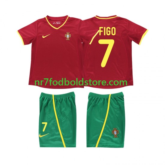 Portugal Trøje FIGO 7 Retro Børn Hjemmebane Fodboldsæt 2002 Kortærmet