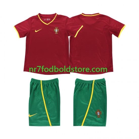 Portugal Trøje Retro Børn Hjemmebane Fodboldsæt 2002 Kortærmet