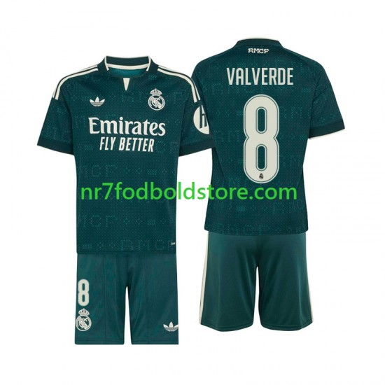 Real Madrid Trøje Federico Valverde 8 Børn Udebane Fodboldsæt 2026-2027 Kortærmet