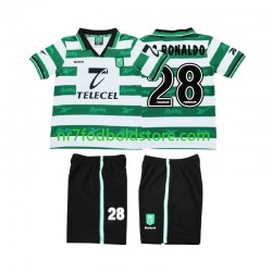 Sporting CP Trøje Cristiano Ronaldo 28 2000 Retro Børn Hjemmebane Fodboldsæt 1999 Kortærmet