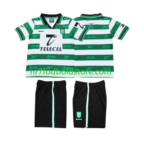 Sporting CP Trøje 2000 Retro Børn Hjemmebane Fodboldsæt 1999 Kortærmet