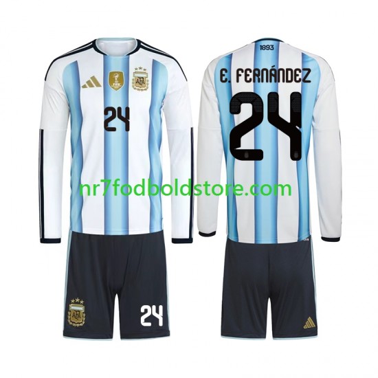 Argentina Trøje Enzo Fernandez 24 Børn Hjemmebane Fodboldsæt VM i fodbold 2026 Langærmet