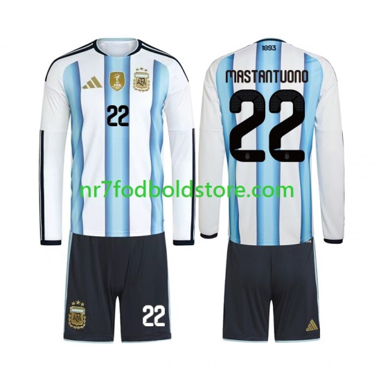 Argentina Trøje Franco Mastantuono 22 Børn Hjemmebane Fodboldsæt VM i fodbold 2026 Langærmet
