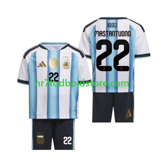 Argentina Trøje Franco Mastantuono 22 Børn Hjemmebane Fodboldsæt VM i fodbold 2026 Kortærmet