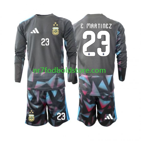 Argentina Trøje Emiliano Martinez 23 Målmand Børn Hjemmebane Fodboldsæt VM i fodbold 2026 Langærmet