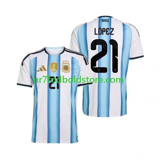 Argentina Trøje Jose Manuel Lopez 21 Mænd Hjemmebane Fodboldsæt VM i fodbold 2026 Kortærmet