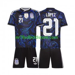 Argentina Trøje Jose Manuel Lopez 21 Børn Udebane Fodboldsæt VM i fodbold 2026 Kortærmet