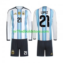 Argentina Trøje Jose Manuel Lopez 21 Børn Hjemmebane Fodboldsæt VM i fodbold 2026 Langærmet