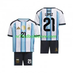 Argentina Trøje Jose Manuel Lopez 21 Børn Hjemmebane Fodboldsæt VM i fodbold 2026 Kortærmet