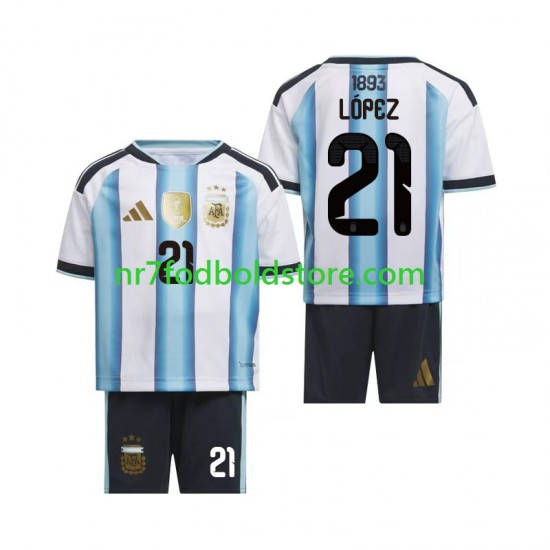 Argentina Trøje Jose Manuel Lopez 21 Børn Hjemmebane Fodboldsæt VM i fodbold 2026 Kortærmet