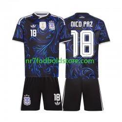 Argentina Trøje Nico Paz 18 Børn Udebane Fodboldsæt VM i fodbold 2026 Kortærmet