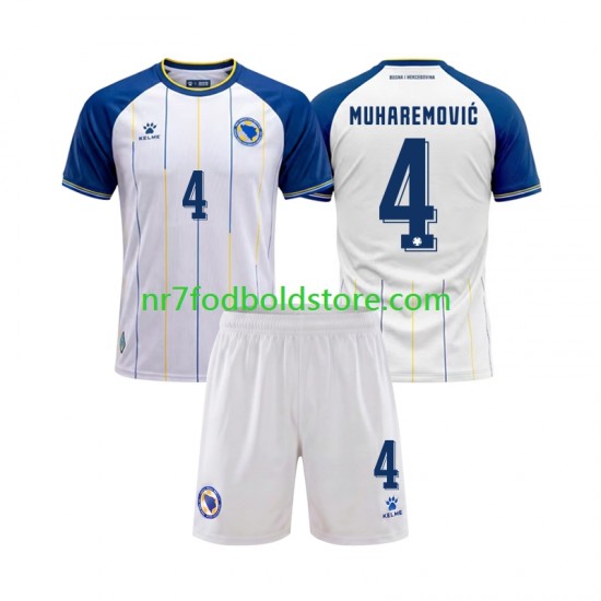 Bosnien Hercegovina Trøje Tarik Muharemovic 4 Børn Udebane Fodboldsæt VM i fodbold 2026 Kortærmet