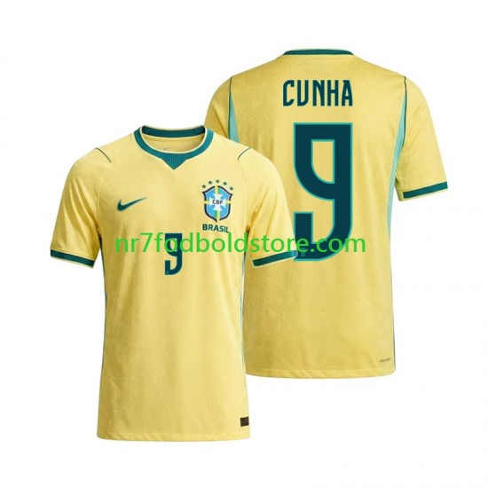 Brasilien Trøje Matheus Cunha 9 Mænd Hjemmebane Fodboldsæt VM i fodbold 2026 Kortærmet