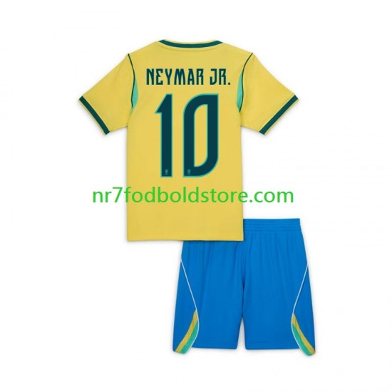 Brasilien Trøje Neymar JR 10 Børn Hjemmebane Fodboldsæt VM i fodbold 2026 Kortærmet