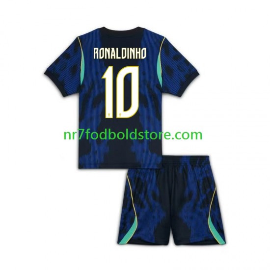 Brasilien Trøje Ronaldinho 10 Børn Udebane Fodboldsæt VM i fodbold 2026 Kortærmet