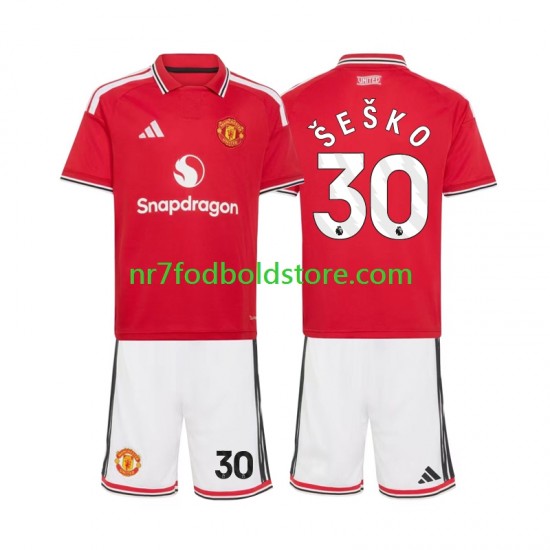 Manchester United Trøje Benjamin Sesko 30 Børn Hjemmebane Fodboldsæt 2026-2027 Kortærmet