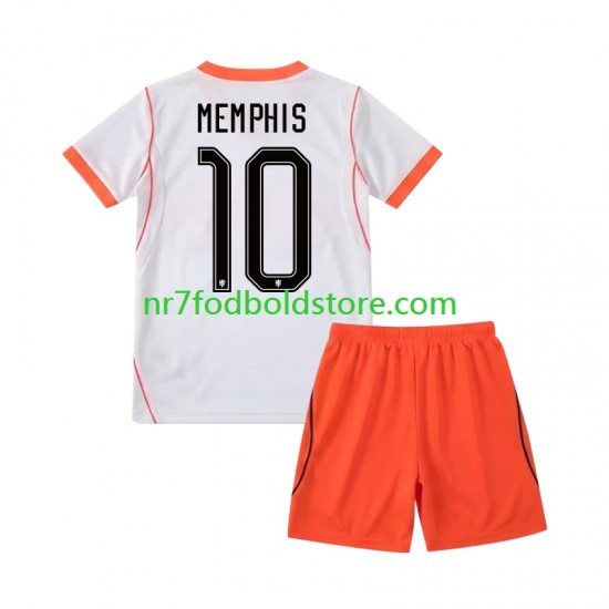 Holland Trøje Memphis Depay 10 Børn Udebane Fodboldsæt VM i fodbold 2026 Kortærmet