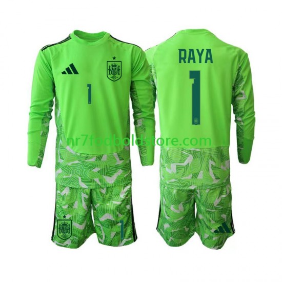 Spanien Trøje David Raya 1 6th Green color Målmand Børn VM i fodbold 2026 Langærmet