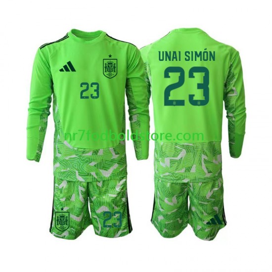 Spanien Trøje Unai Simon 23 6th Green color Målmand Børn VM i fodbold 2026 Langærmet
