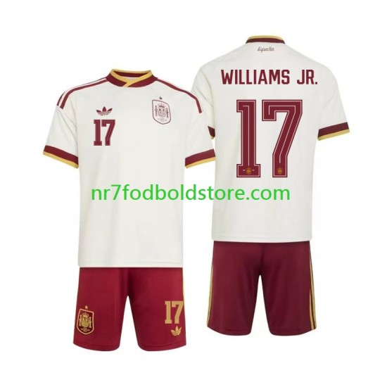 Spanien Trøje Nico Williams 17 Børn Udebane Fodboldsæt VM i fodbold 2026 Kortærmet