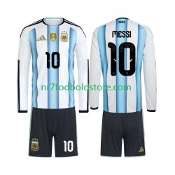 Argentina Trøje Lionel Messi 10 Børn Hjemmebane Fodboldsæt VM i fodbold 2026 Langærmet
