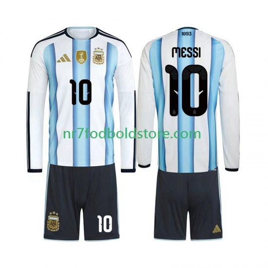 Argentina Trøje Lionel Messi 10 Børn Hjemmebane Fodboldsæt VM i fodbold 2026 Langærmet