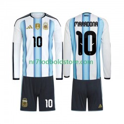 Argentina Trøje Maradona 10 Børn Hjemmebane Fodboldsæt VM i fodbold 2026 Langærmet