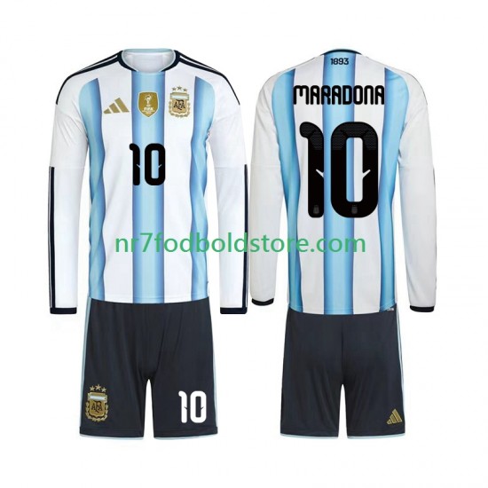 Argentina Trøje Maradona 10 Børn Hjemmebane Fodboldsæt VM i fodbold 2026 Langærmet