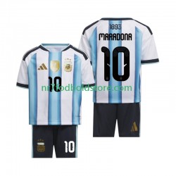 Argentina Trøje Maradona 10 Børn Hjemmebane Fodboldsæt VM i fodbold 2026 Kortærmet