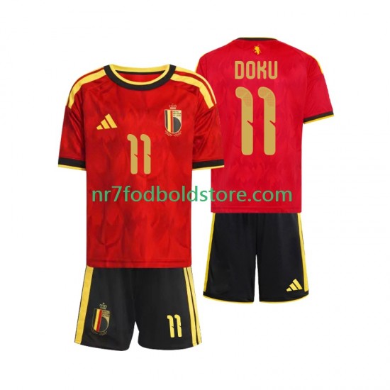 Belgien Trøje Jeremy Doku 11 Børn Hjemmebane Fodboldsæt VM i fodbold 2026 Kortærmet
