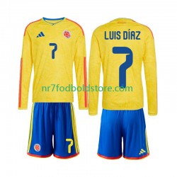 Colombia Trøje Luis Diaz 7 Børn Hjemmebane Fodboldsæt VM i fodbold 2026 Langærmet