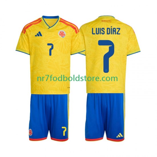 Colombia Trøje Luis Diaz 7 Børn Hjemmebane Fodboldsæt VM i fodbold 2026 Kortærmet
