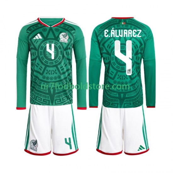Mexico Trøje Edson Alvarez 4 Børn Hjemmebane Fodboldsæt VM i fodbold 2026 Langærmet