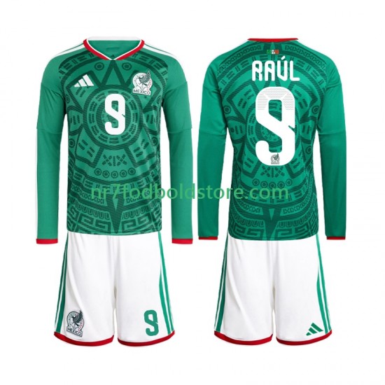 Mexico Trøje Raul Jimenez 9 Børn Hjemmebane Fodboldsæt VM i fodbold 2026 Langærmet