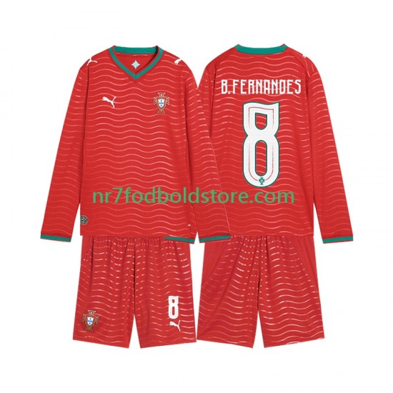 Portugal Trøje Bruno Fernandes 8 Børn Hjemmebane Fodboldsæt VM i fodbold 2026 Langærmet