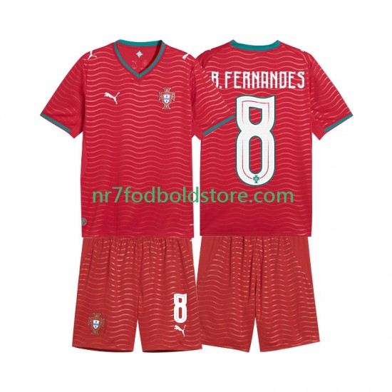 Portugal Trøje Bruno Fernandes 8 Børn Hjemmebane Fodboldsæt VM i fodbold 2026 Kortærmet