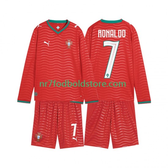 Portugal Trøje Cristiano Ronaldo 7 Børn Hjemmebane Fodboldsæt VM i fodbold 2026 Langærmet