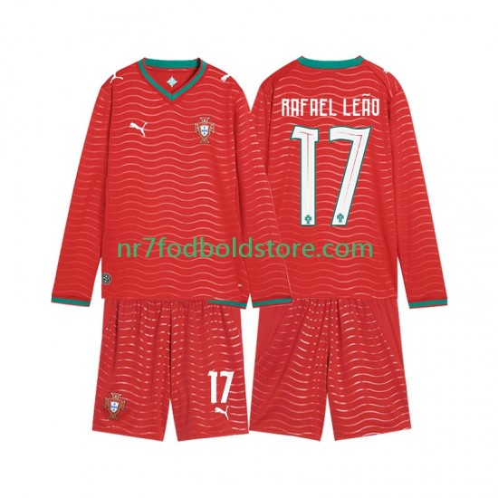 Portugal Trøje Rafael Leao 17 Børn Hjemmebane Fodboldsæt VM i fodbold 2026 Langærmet