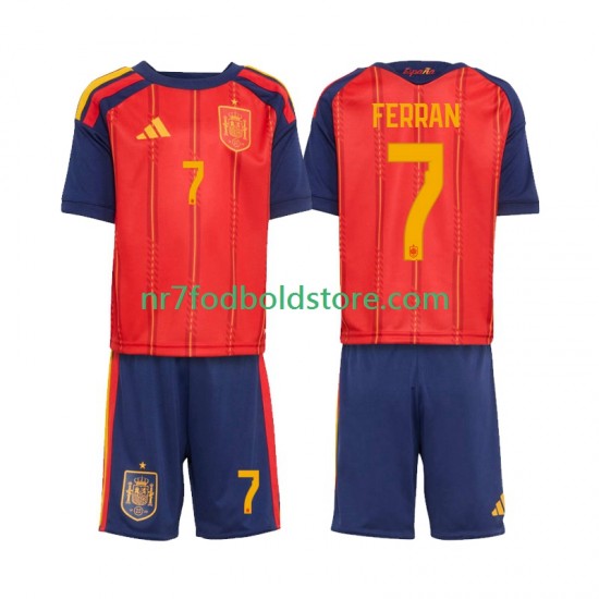 Spanien Trøje Ferran Torres 7 Børn Hjemmebane Fodboldsæt VM i fodbold 2026 Kortærmet