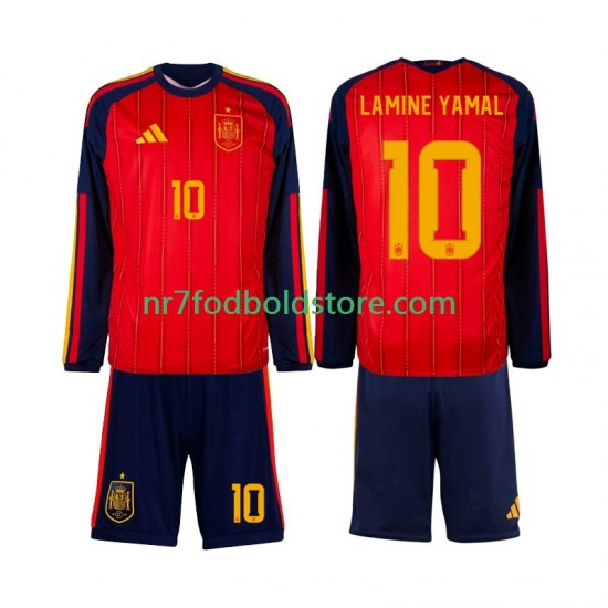 Spanien Trøje Lamine Yamal 10 Børn Hjemmebane Fodboldsæt VM i fodbold 2026 Langærmet