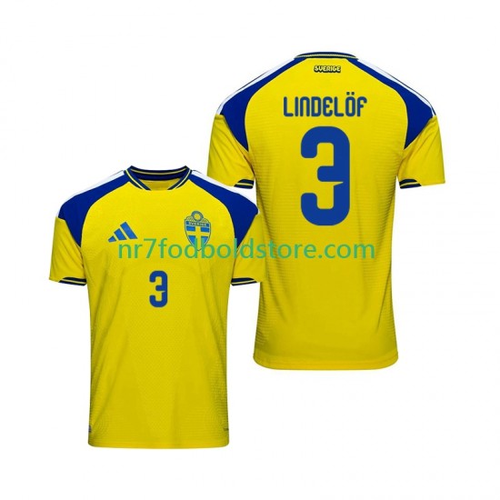 Sverige Trøje Victor Lindelof 3 Mænd Hjemmebane Fodboldsæt 2026 Kortærmet