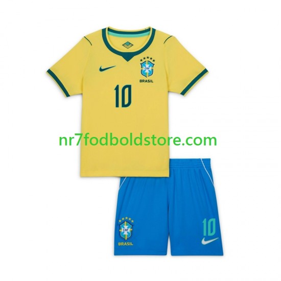 Brasilien Trøje Vinicius Junior 10 Børn Hjemmebane Fodboldsæt VM i fodbold 2026 Kortærmet