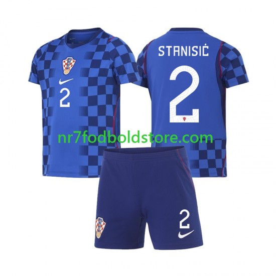 Kroatien Trøje Josip Stanisic 2 Børn Udebane Fodboldsæt VM i fodbold 2026 Kortærmet